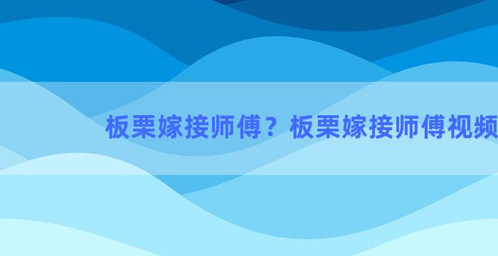 板栗嫁接师傅？板栗嫁接师傅视频