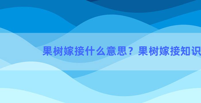 果树嫁接什么意思？果树嫁接知识