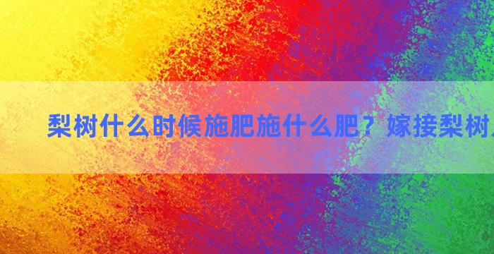 梨树什么时候施肥施什么肥？嫁接梨树几天浇水