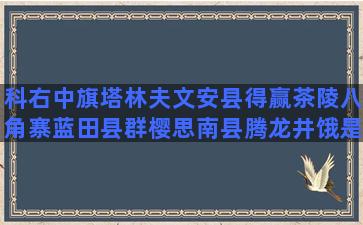 科右中旗塔林夫文安县得赢茶陵八角寨蓝田县群樱思南县腾龙井饿是一种养生是真的吗