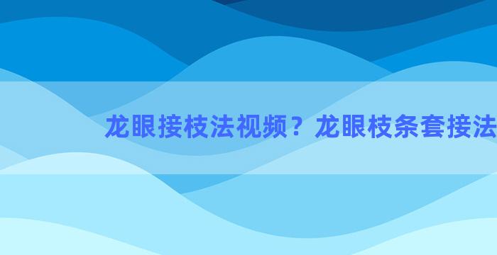 龙眼接枝法视频？龙眼枝条套接法